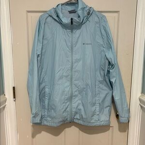 Columbia plus size Sky Blue Hooded Windbreaker